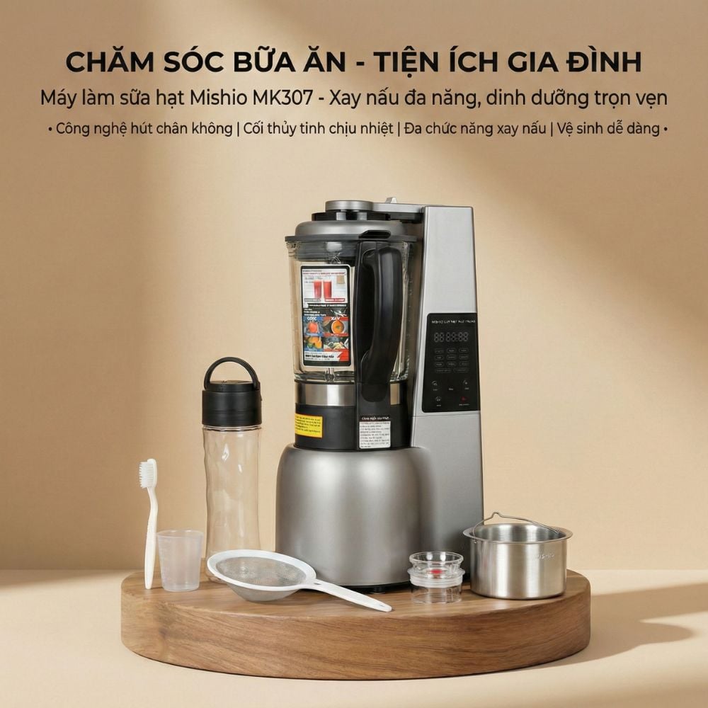 Máy làm sữa hạt và Xay Chân Không Mishio MK307 800W 1.75L