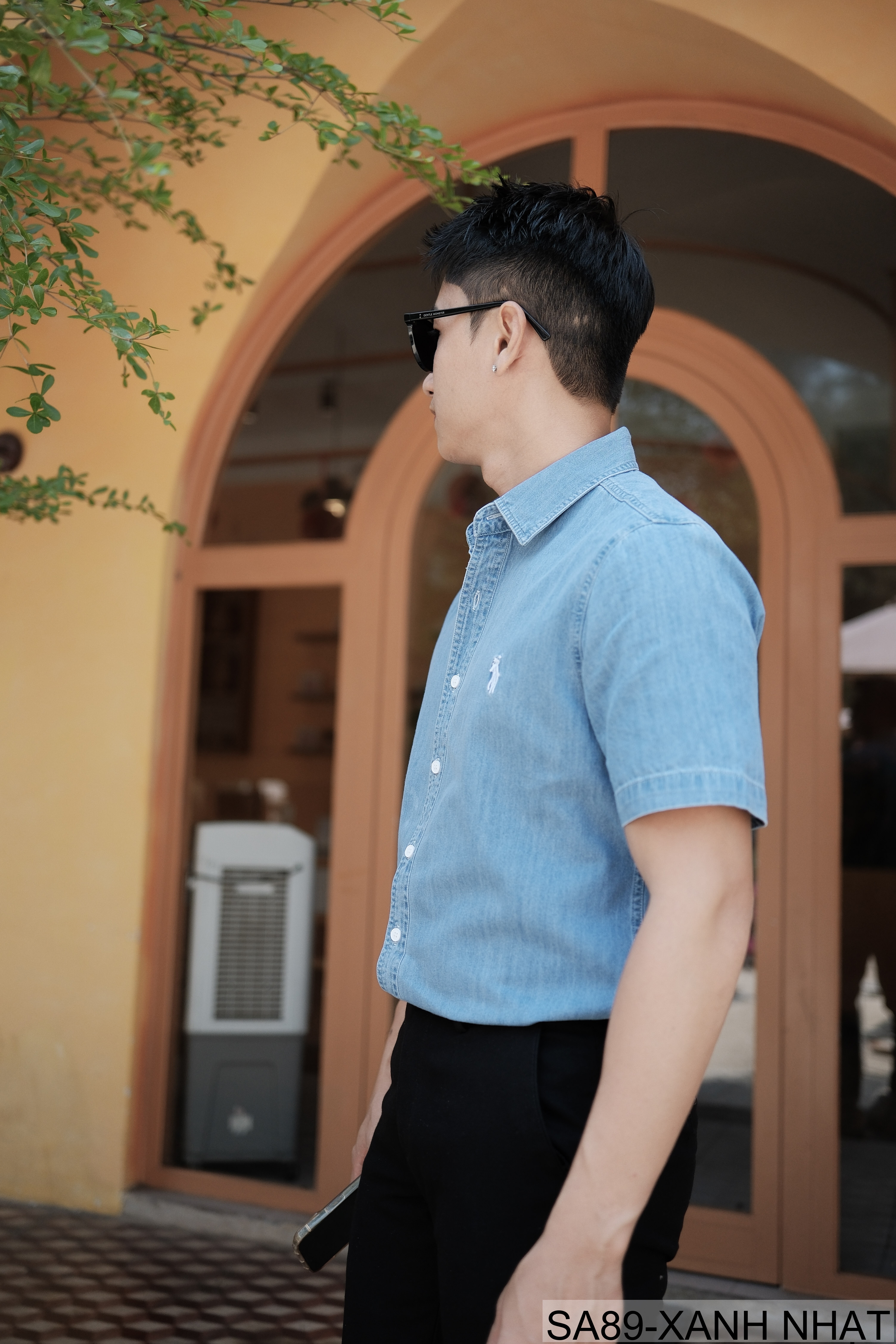 SA89 - Áo sơ mi denim nam tay ngắn phong cách Nhật Bản, chất cotton mềm mại, form rộng thoải mái_thumbnail_4