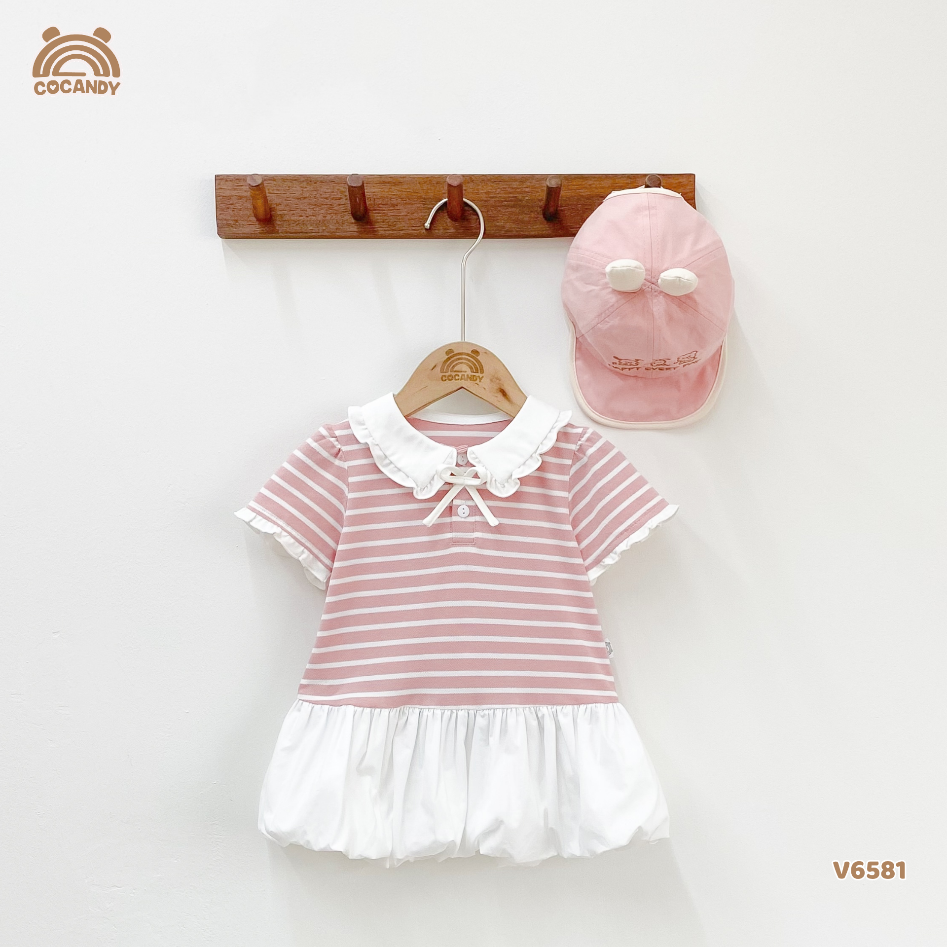 Váy cộc polo kẻ HỒNG form bí