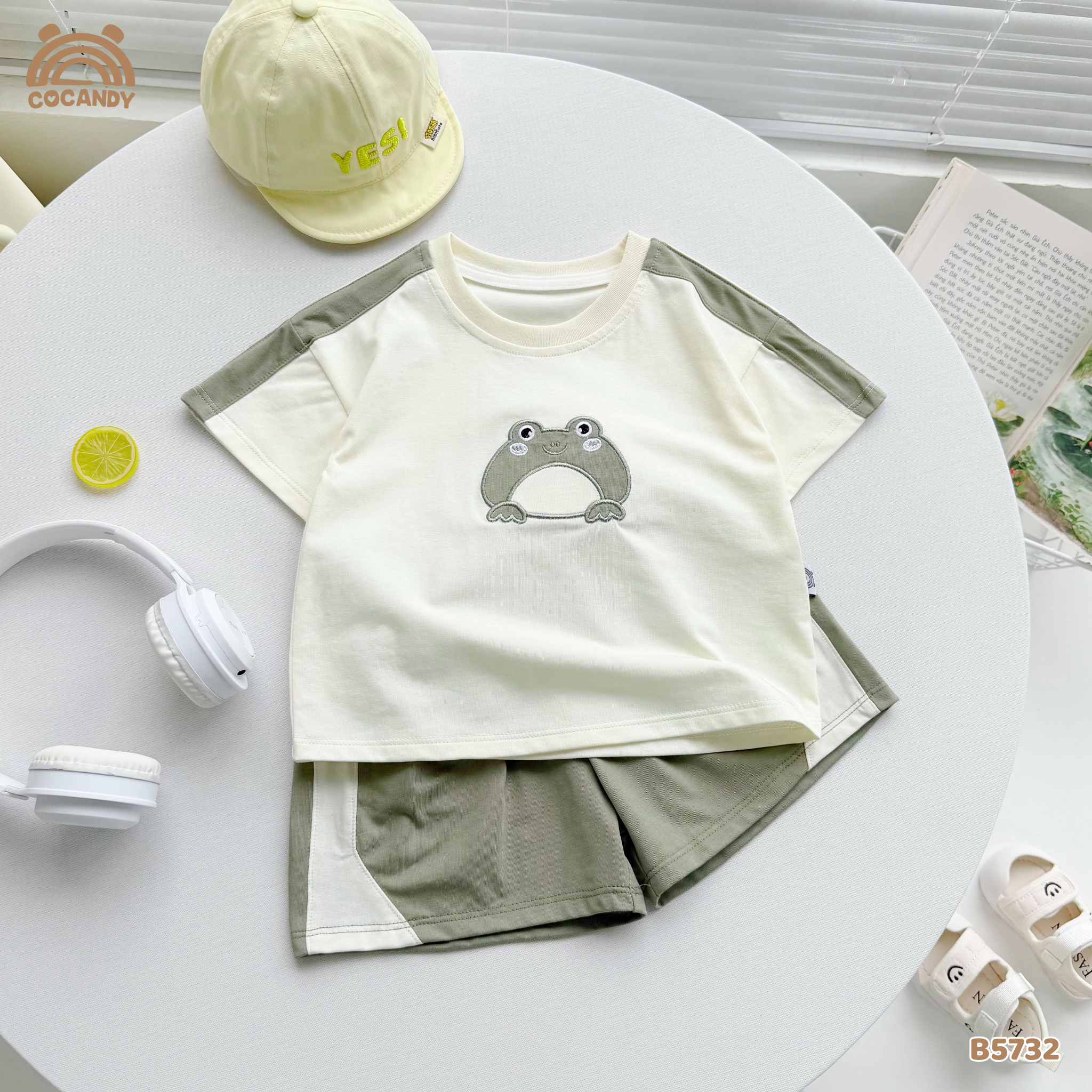 Bộ cộc XANH LÁ hình ếch xanh