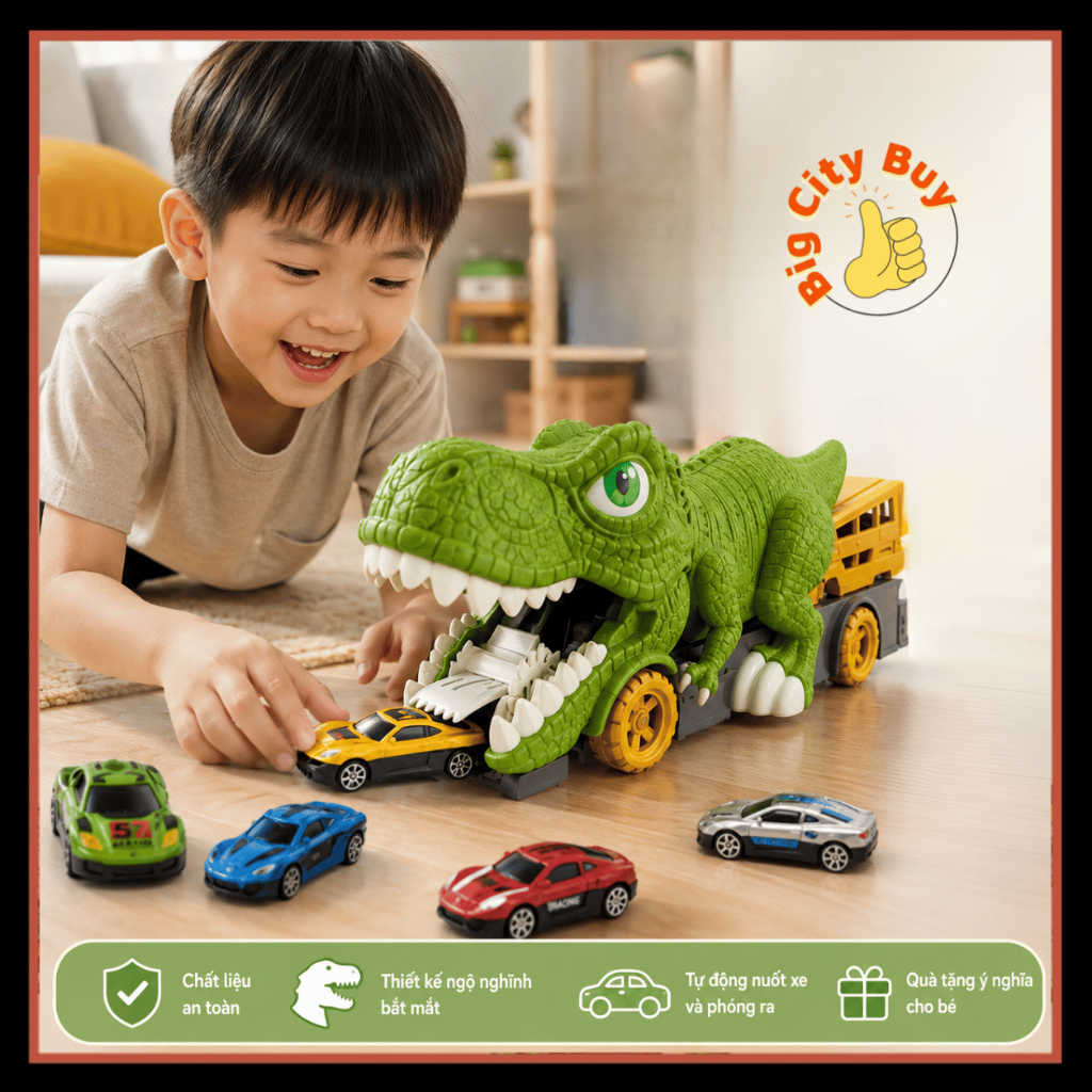 Đồ Chơi Khủng Long Nuốt Xe Ô Tô Cho Bé Tặng Kèm 6 Xe Mini Nhựa Cao Cấp Chơi Tương Tác Vui Nhộn BigcityBuy 336DCKL_thumbnail_6