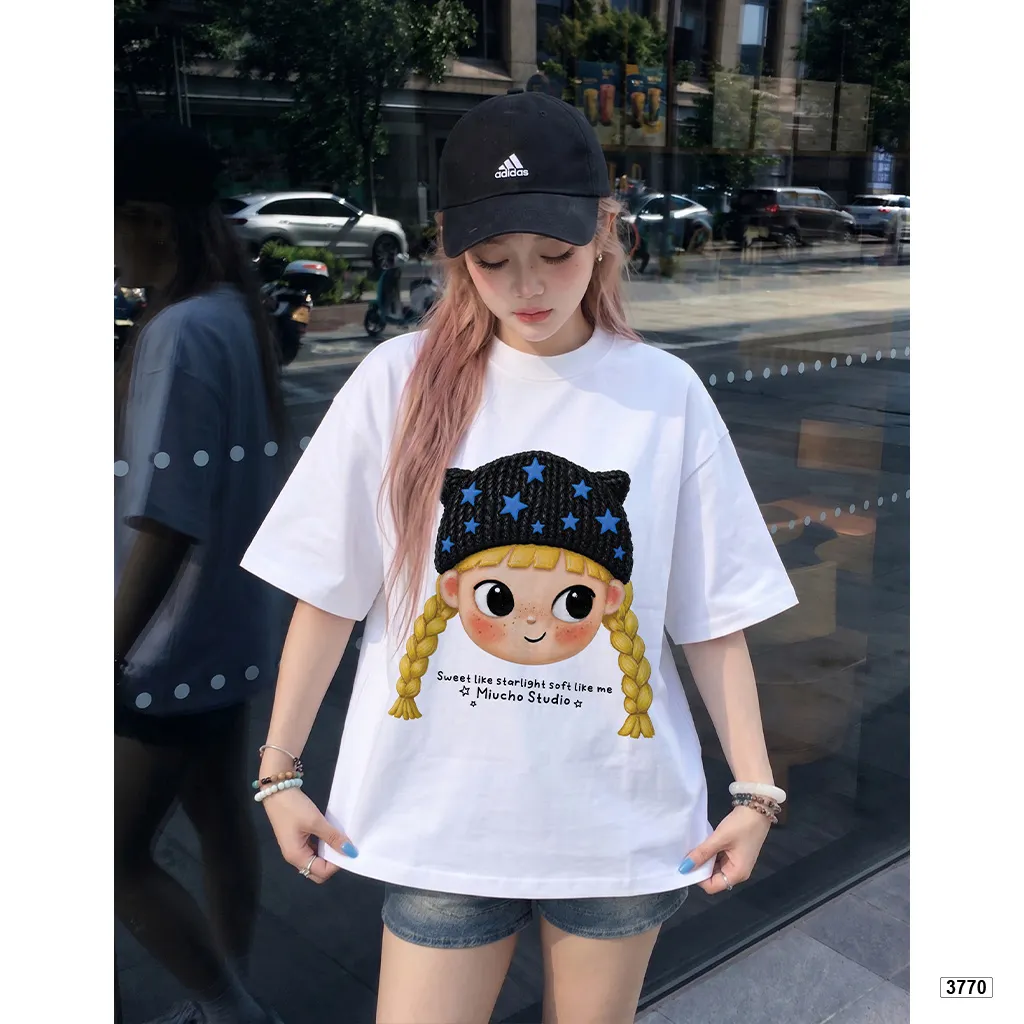 Áo thun boxy nữ Cartoon Girl đáng yêu Miucho 3770_thumbnail_4