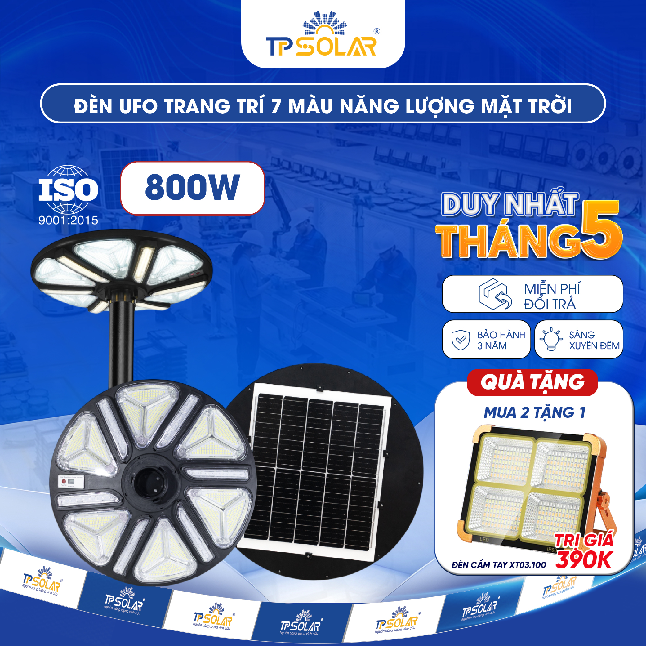 Đèn UFO trang trí 7 màu năng lượng mặt trời TP.UF12