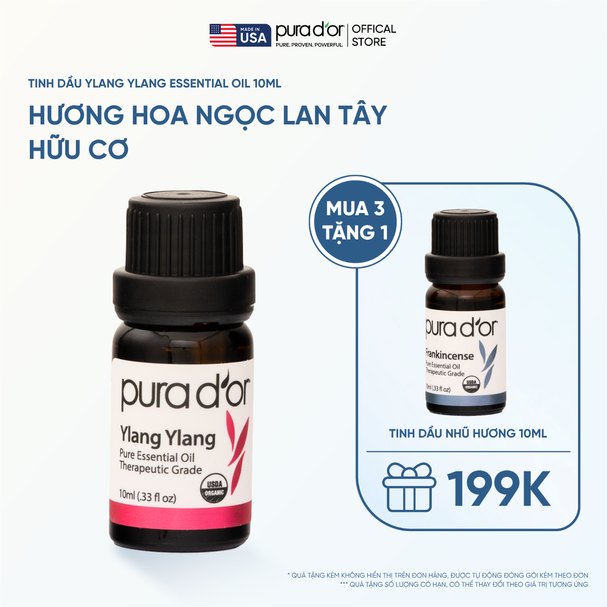 Tinh Dầu Hoa Ngọc Lan Tây hữu cơ PURA D’OR Therapeutic Grade Ylang Ylang Essential Oil 10ml
