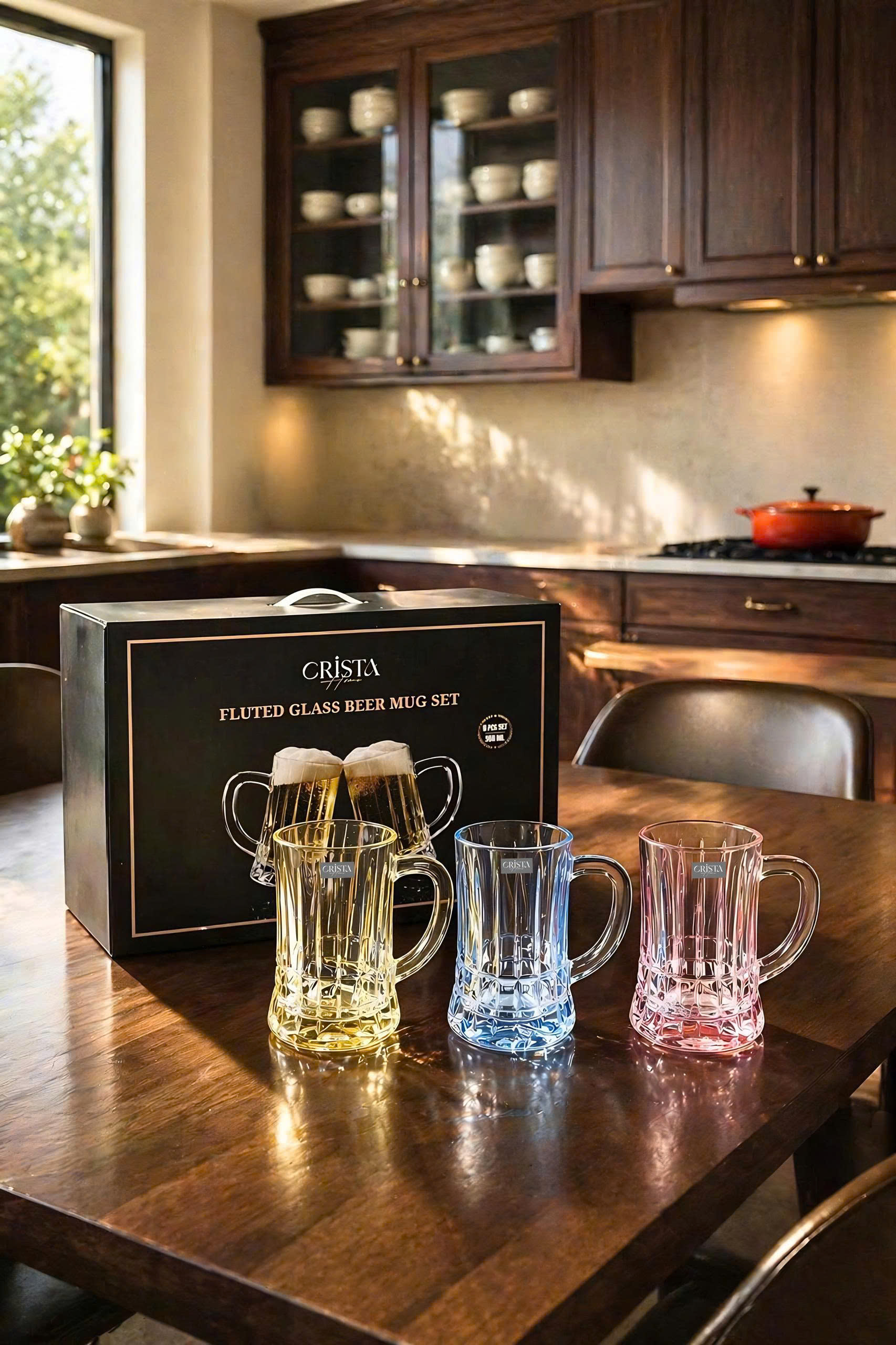 Bộ 6 cốc bia thủy tinh vân sọc có quai 550ml CRISTA HOME_thumbnail_7