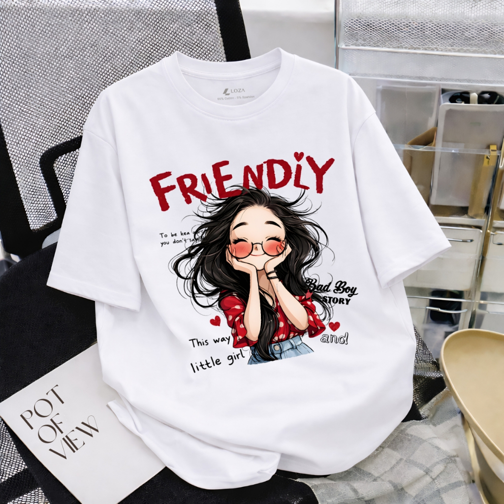 Áo phông nữ dáng rộng NA03 nhiều màu in hình cô gái chất liệu thun cotton co giãn 4 chiều Loza RT8540_thumbnail_9