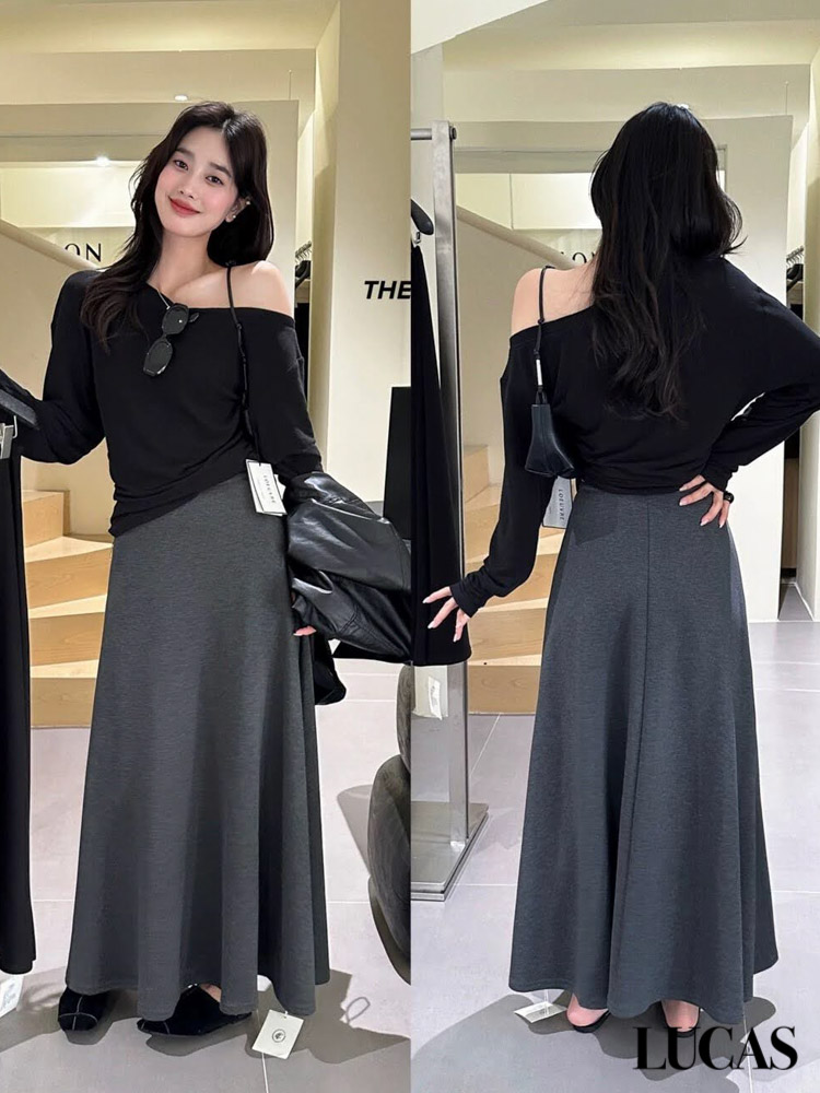 Chân váy dáng xòe dài thun basic_thumbnail_5
