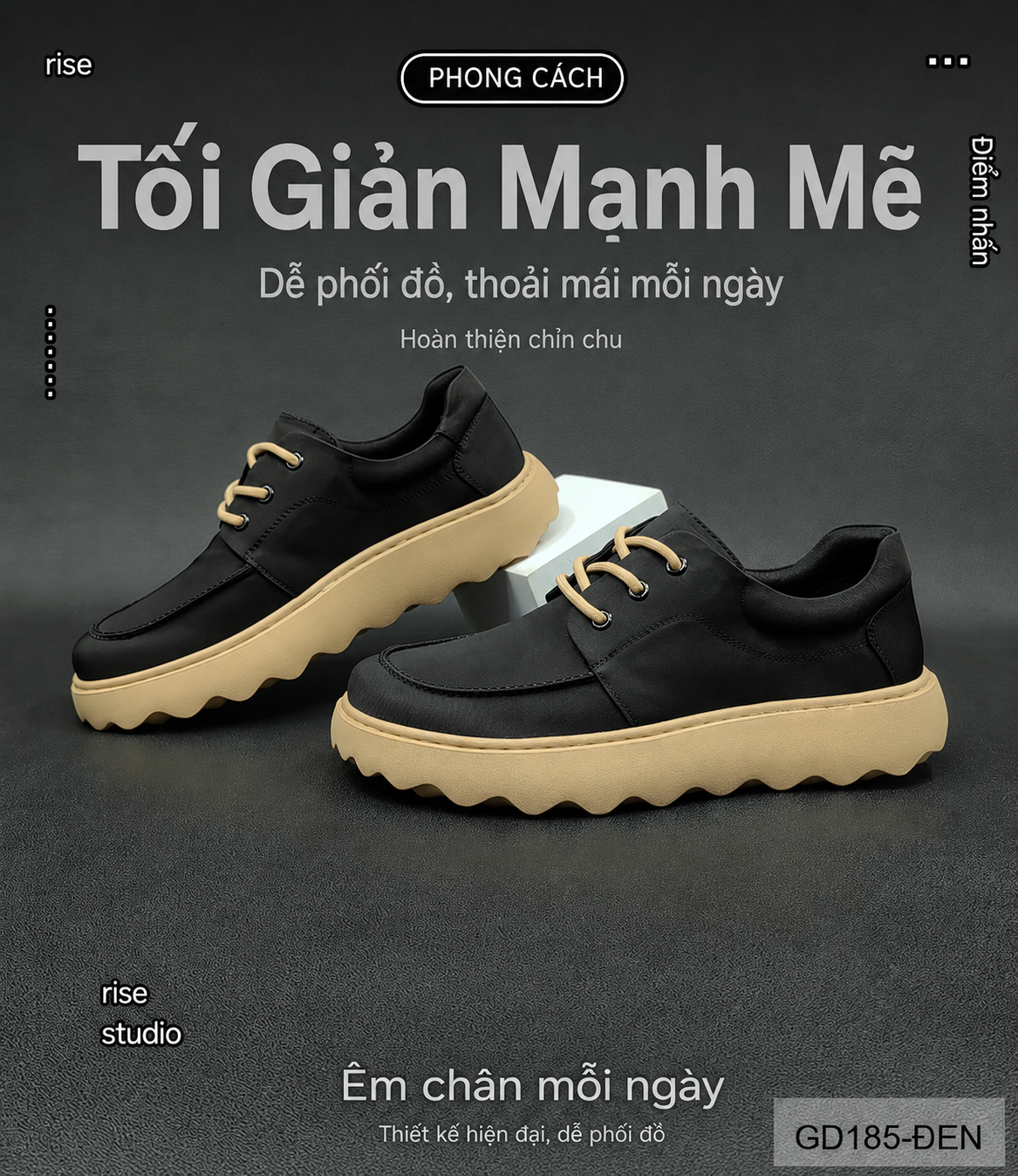 GD185 - Giày vải nam đế dày thời trang thoáng khí, phong cách Châu Âu, màu Kaki & Đen_thumbnail_6