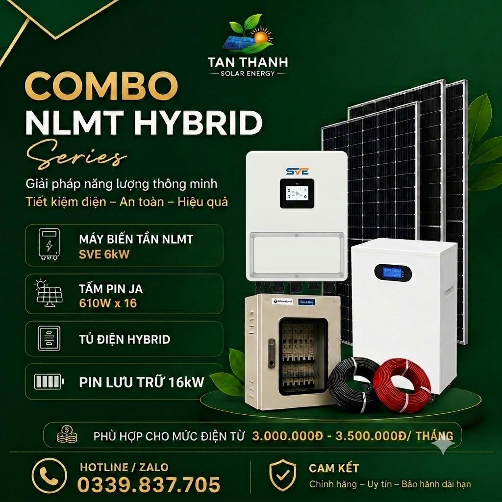 COMBO SVE 6kW PHÙ HỢP CHO TIỀN ĐIỆN TỪ 3.000.000Đ - 3.500.000Đ/THÁNG