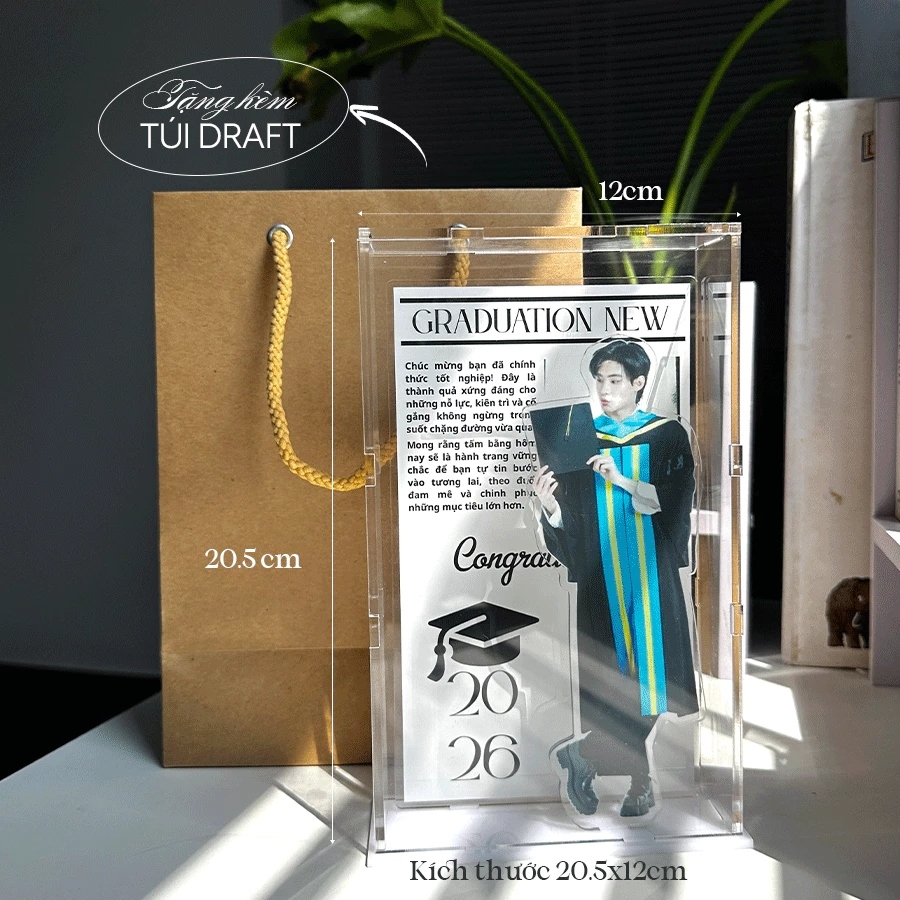 (Tặng Túi) Hộp Quà Standee 3D tặng Tốt Nghiệp - Mô Hình Mica Lắp Ghép, Decor Kỷ Niệm, In Theo Yêu Cầu, Quà tốt nghiệp_thumbnail_1