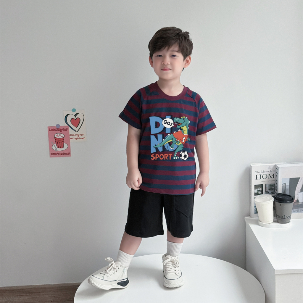 Bộ cộc kẻ bé trai hình khủng long Dino Sport - Loza Kids CK685_thumbnail_0