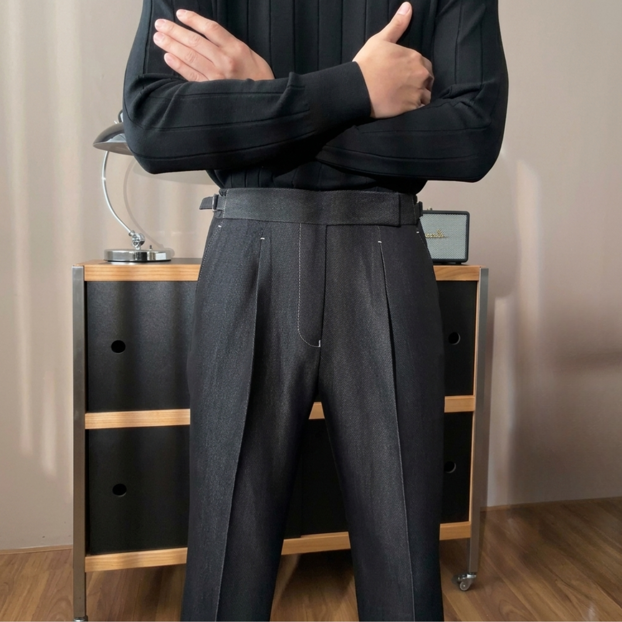 Quần Âu Sidetab Cạp Chun Denim_thumbnail_2