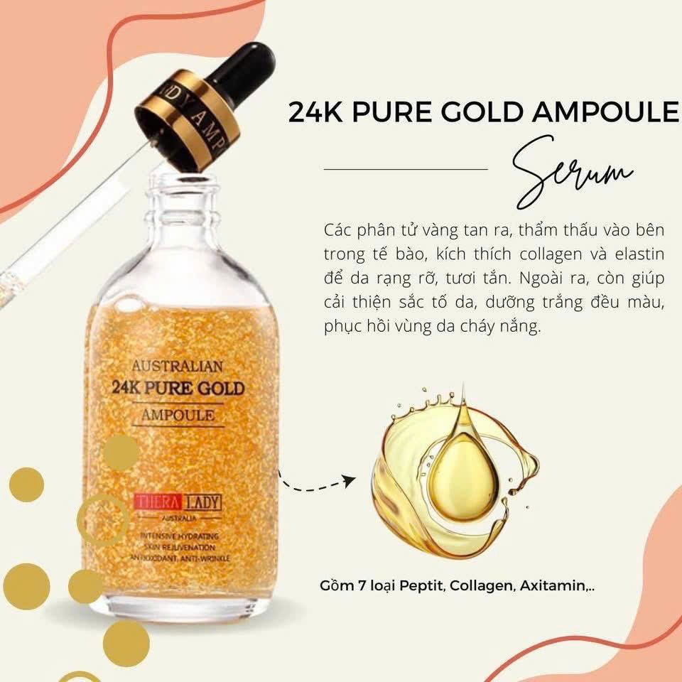Tinh chất serum vàng 24k Úc + tặng kèm thanh lăn nâng cơ mặt