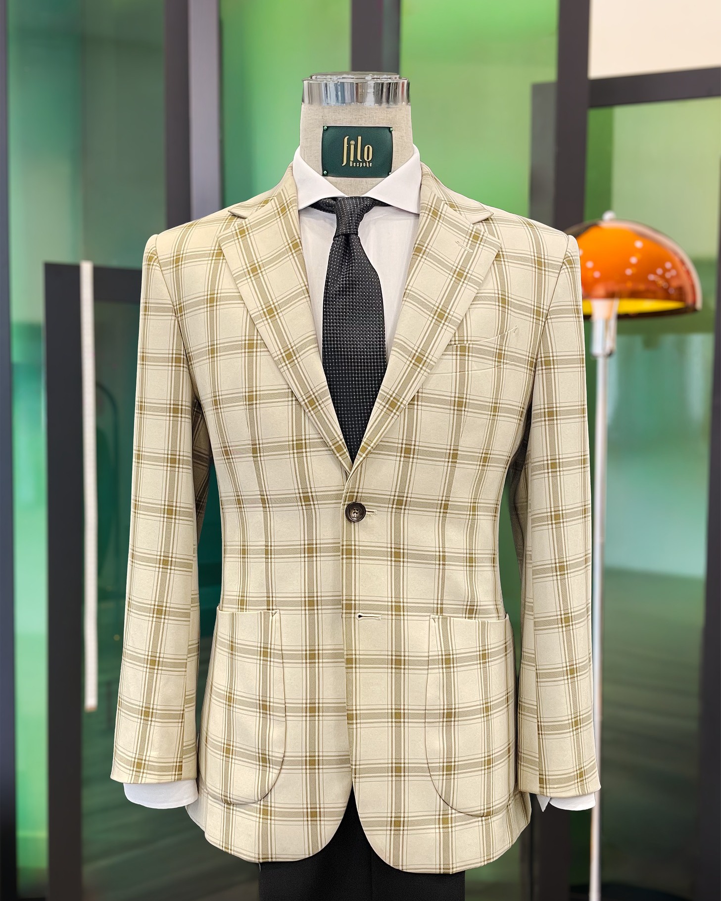 Beige Windowpane Jacket