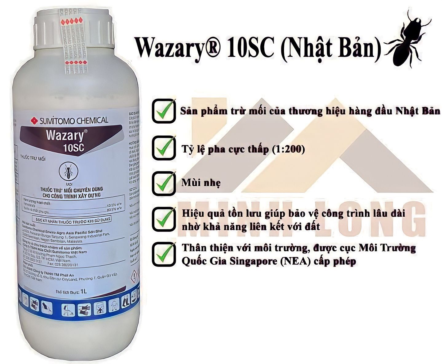 THUỐC TRỪ MỐI WAZARY 10SC Nhật Bản 1 Lít