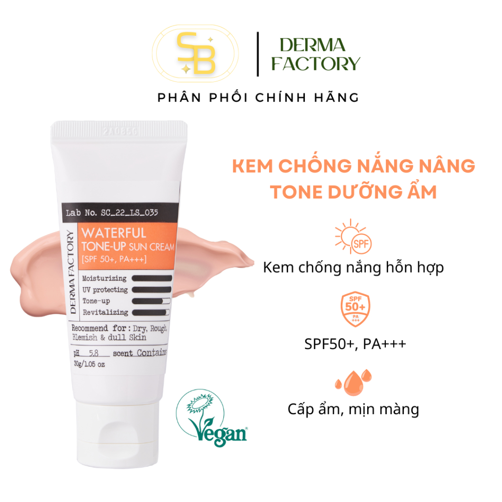 Kem chống nắng cấp ẩm nâng tone Derma Factory Waterful Tone Up