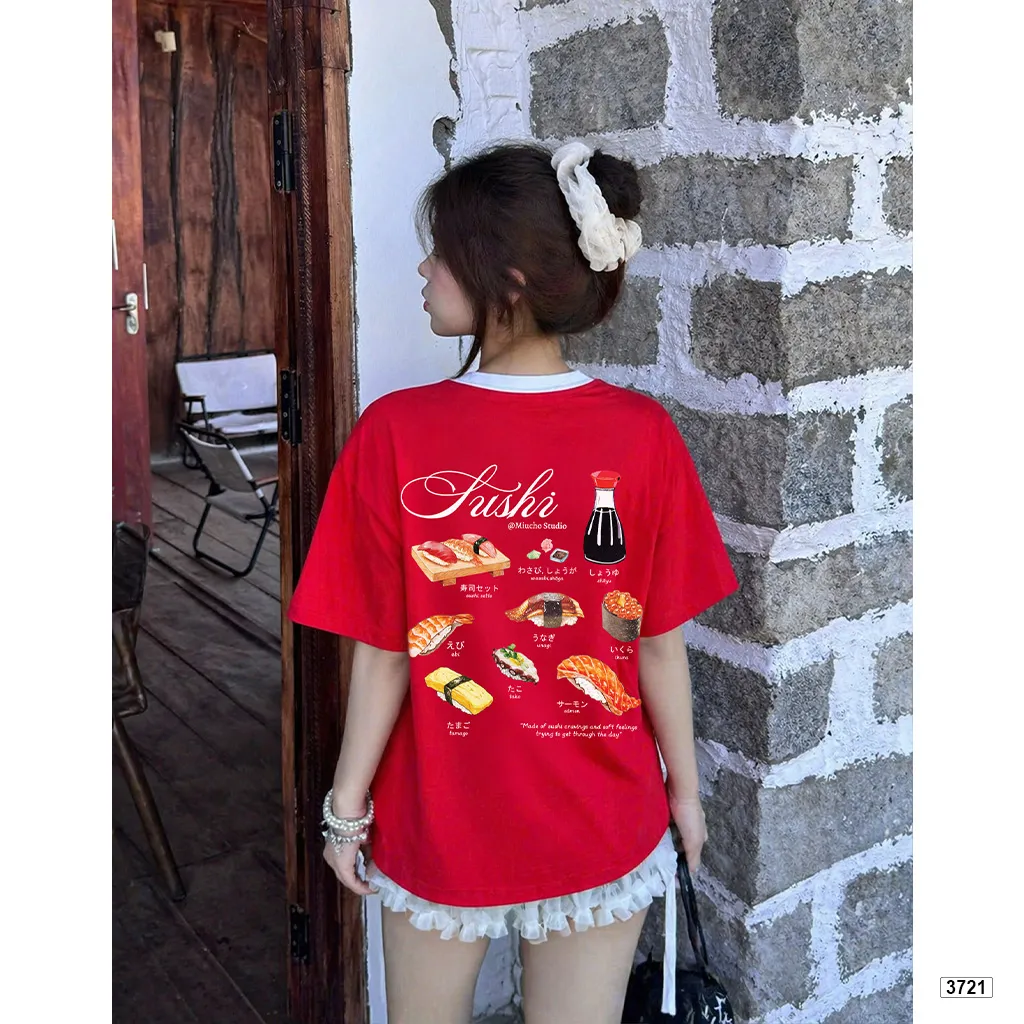 Áo thun boxy phối cổ mix màu đáng yêu Miucho Food 3721_thumbnail_6