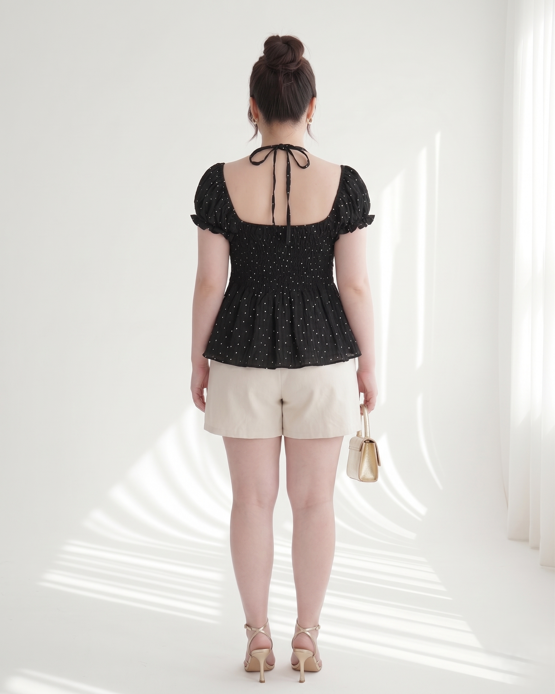 Áo Babydoll Bigsize Chấm Bi Tay Phồng Che Bụng - Đen - Vừa 55-90kg - AK104_thumbnail_4