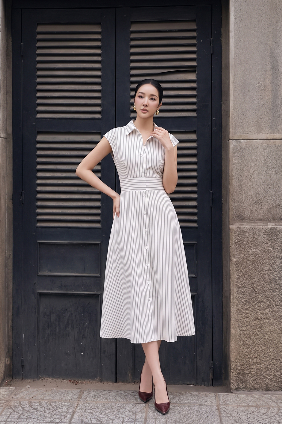 Đầm sơ mi linen 26204 kẻ trắng_thumbnail_2