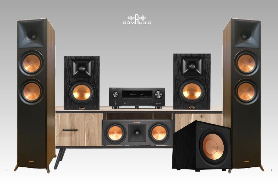 Combo Amply DENON AVR X3800H + Front KLIPSCH RP 5000F + Center KLIPSCH RP - 600C + Surround KLIPCH B100 + SUB KLIPSCH R - 101SW - B62
