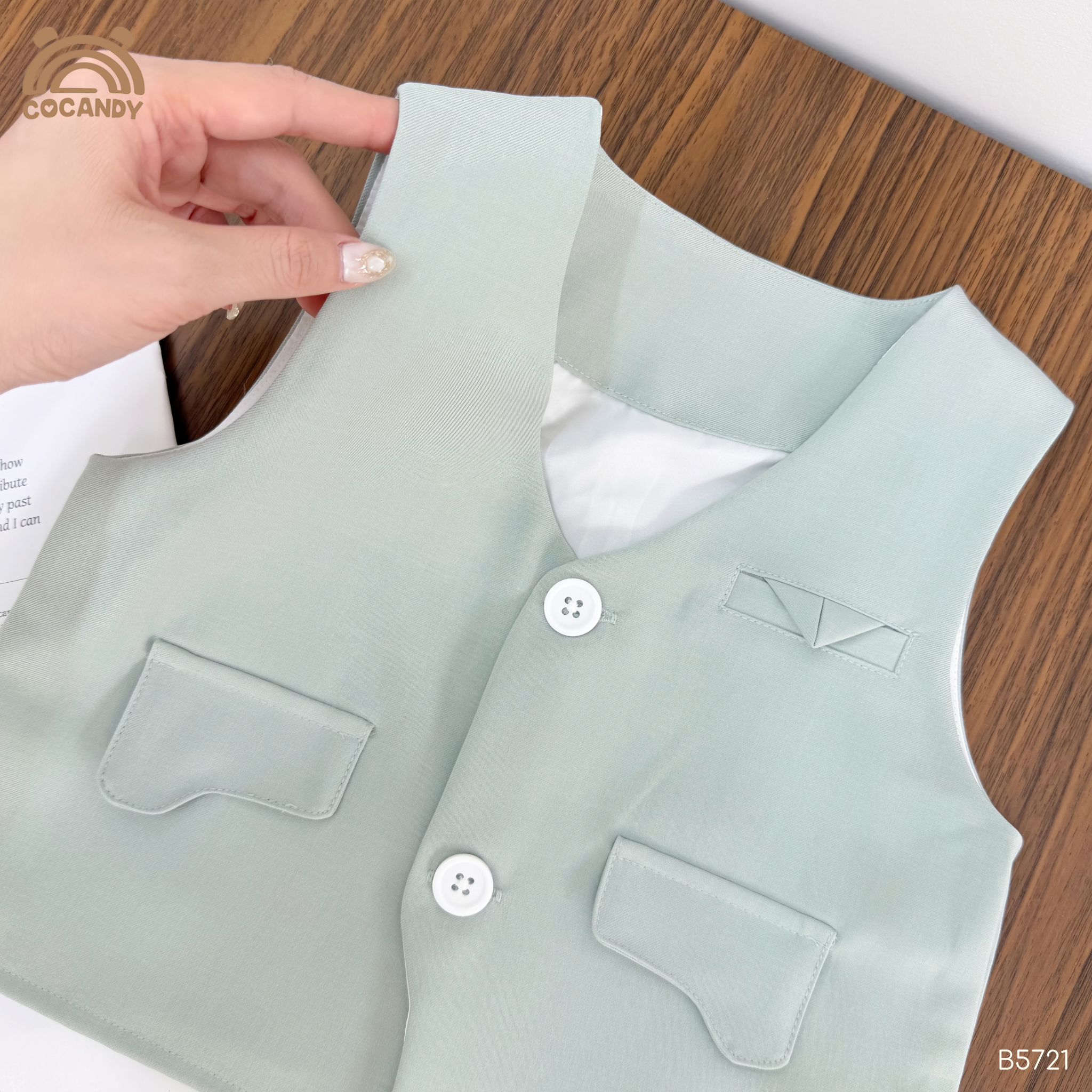 Bộ cộc gile XANH MINT công tử nẹp sườn + NƠ_thumbnail_1