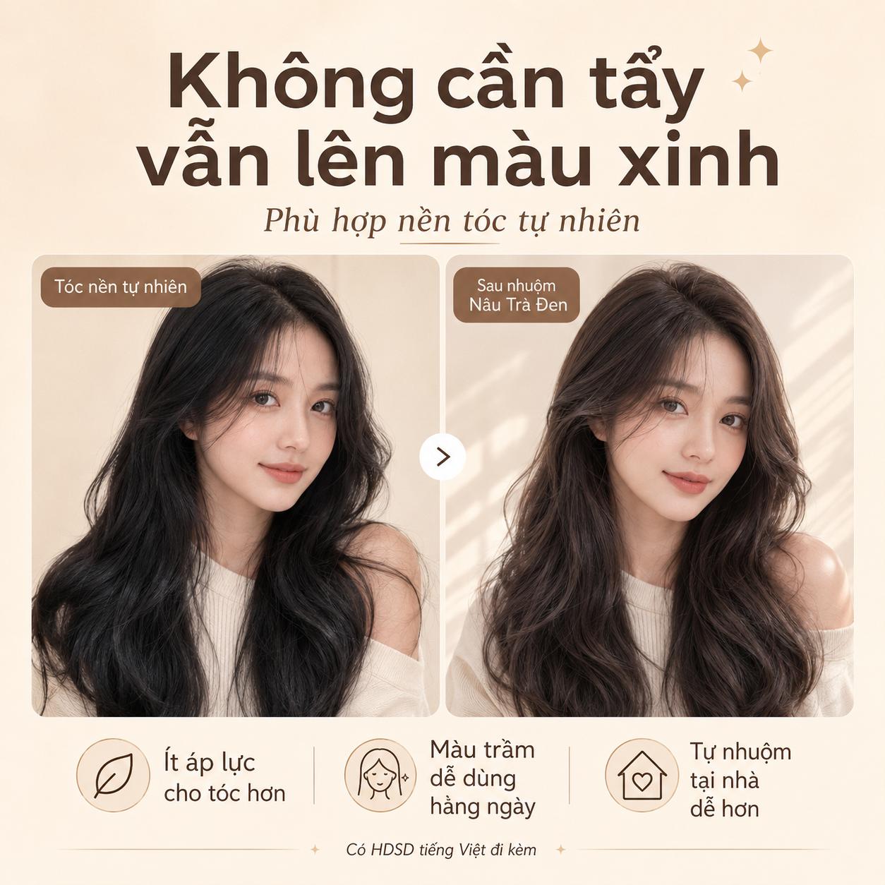 Thuốc Nhuộm Tóc Nâu Trà Đen Không Cần Tẩy, Lên Màu Tự Nhiên, Tôn Da, Dễ Tự Nhuộm Tại Nhà_thumbnail_4