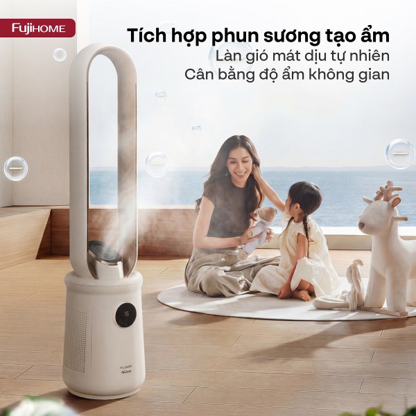 Quạt không cánh thông minh, ra lệnh giọng nói, tích hợp lọc không khí cao cấp Fujihome Luxury BF15-HEPA-VOICE (Màu trắng)_thumbnail_4