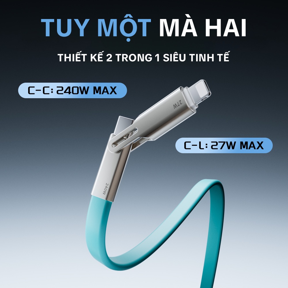 Cáp sạc nhanh DC25 240W thiết kế 2 in 1 dạng dẹt_thumbnail_3