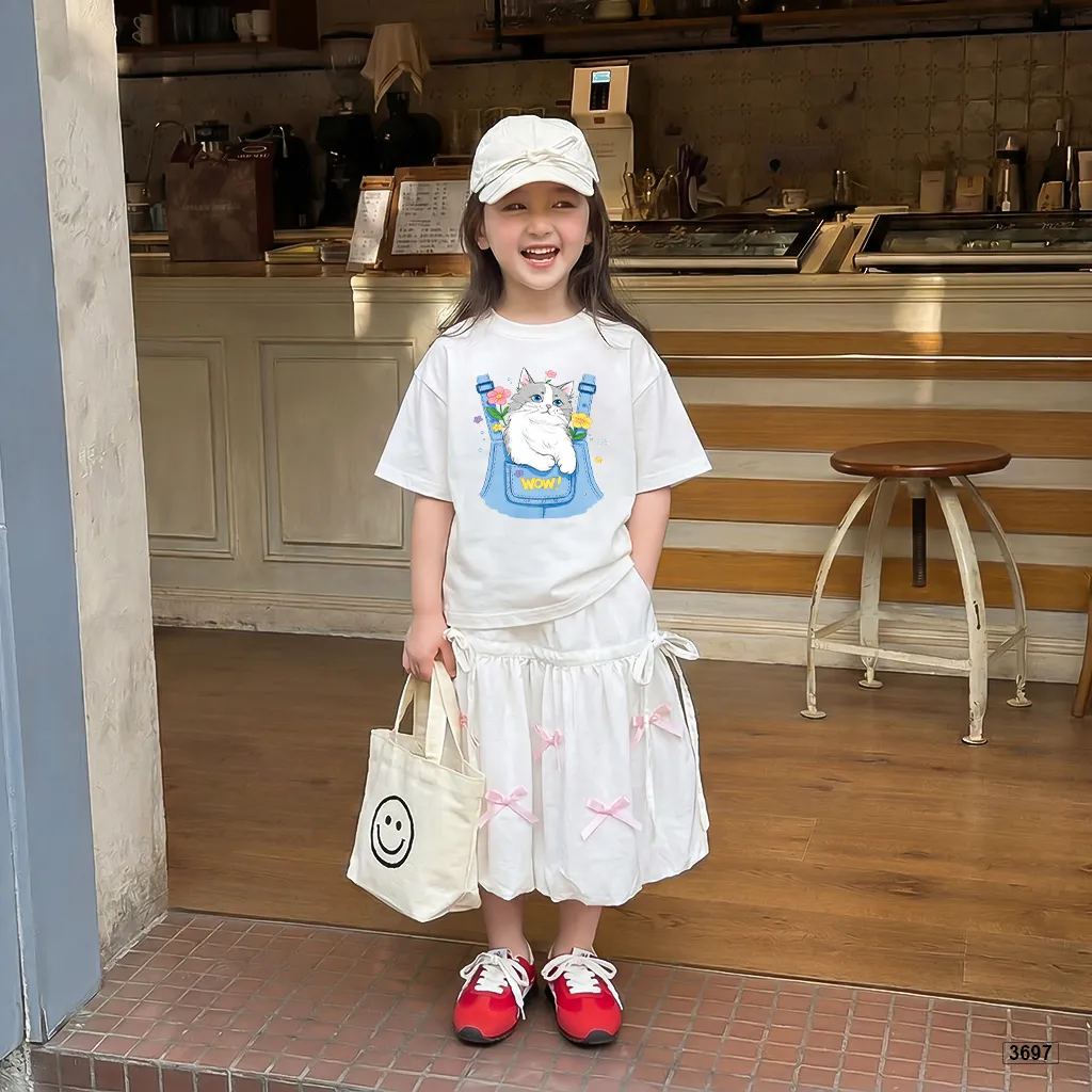 Áo thun bé gái chất mềm mại thoáng mát Mèo con đáng yêu Kado 3697_thumbnail_3