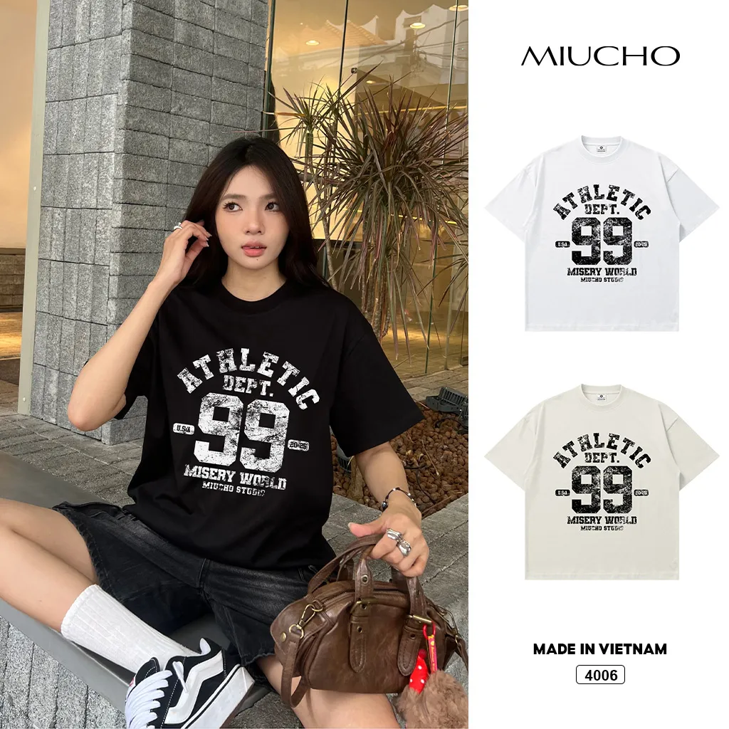 Áo thun boxy nam nữ Street wear Miucho 4006