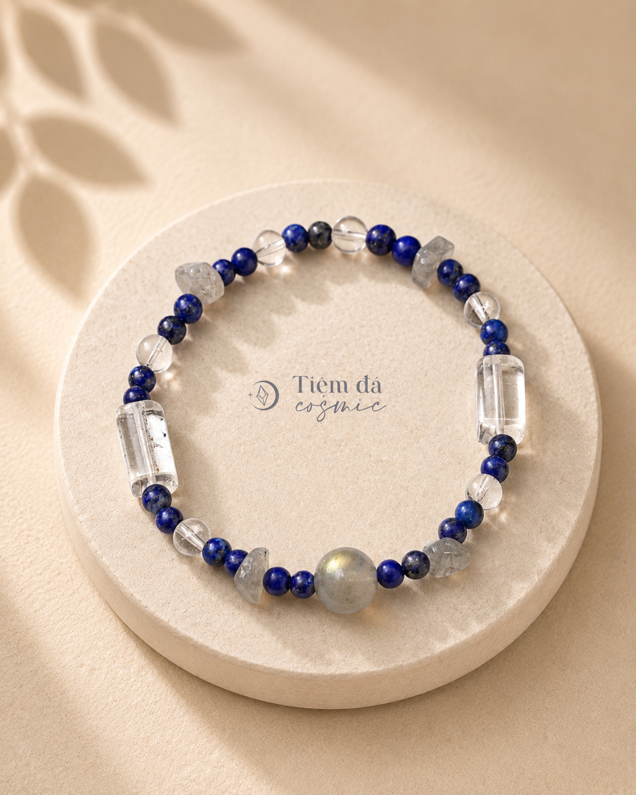 Vòng Mix Lapis Lazuli + Thạch Anh Trắng + Thạch Anh Ưu Linh + Hắc Nguyệt Quang Labradorite