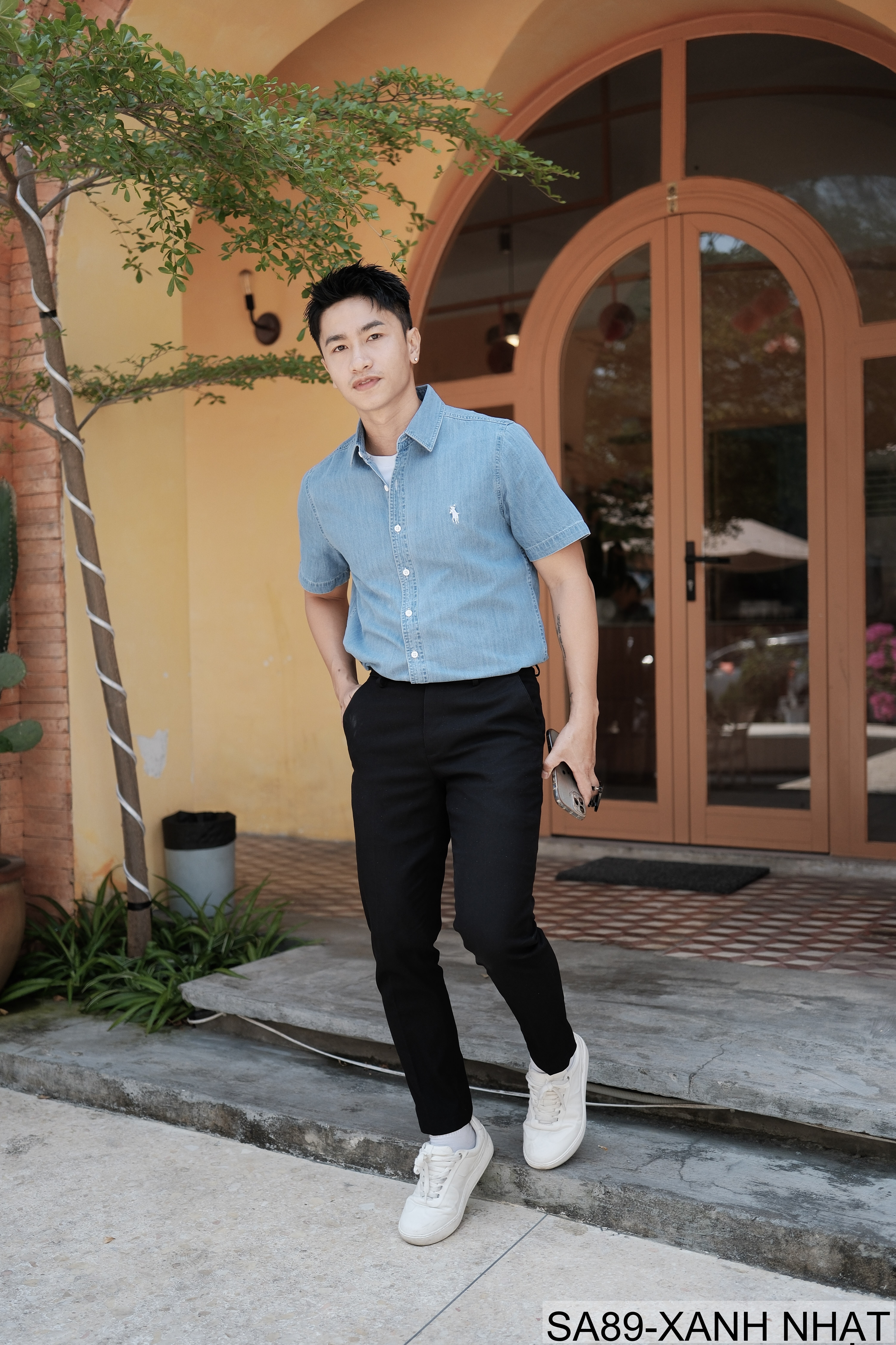 SA89 - Áo sơ mi denim nam tay ngắn phong cách Nhật Bản, chất cotton mềm mại, form rộng thoải mái_thumbnail_5