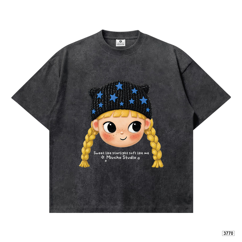 Áo thun boxy nữ Cartoon Girl đáng yêu Miucho 3770_thumbnail_0