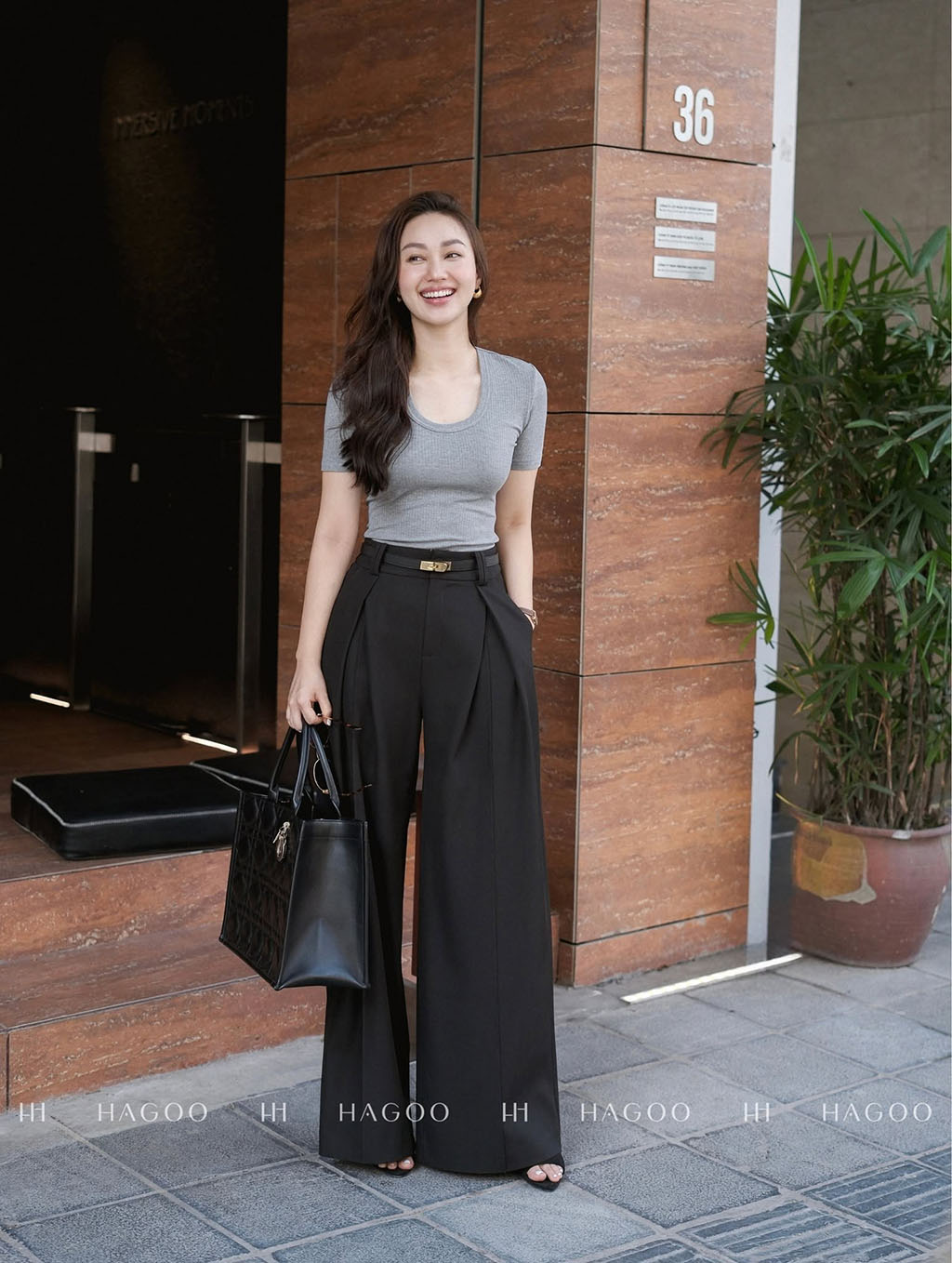 Quần ống rộng đỉa đôi HAGOO