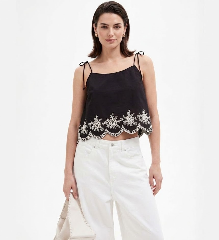 A602 - Áo 2 dây cotton thêu