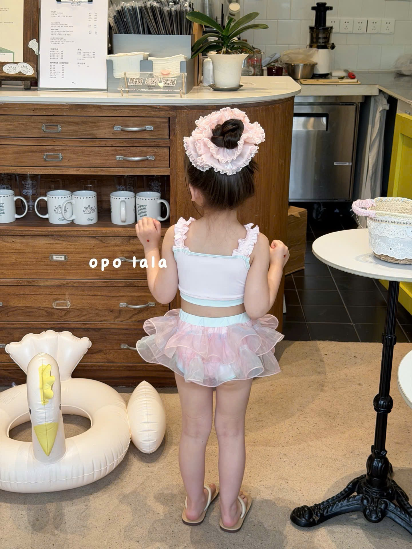 B04 - Set bơi 2 chi tiết đính nơ voan kèm chip voan hãng OPL_thumbnail_2