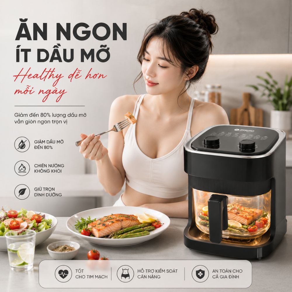 Nồi chiên không dầu lòng thuỷ tinh Mishio MK373 không lo bong tróc chống dính_thumbnail_19