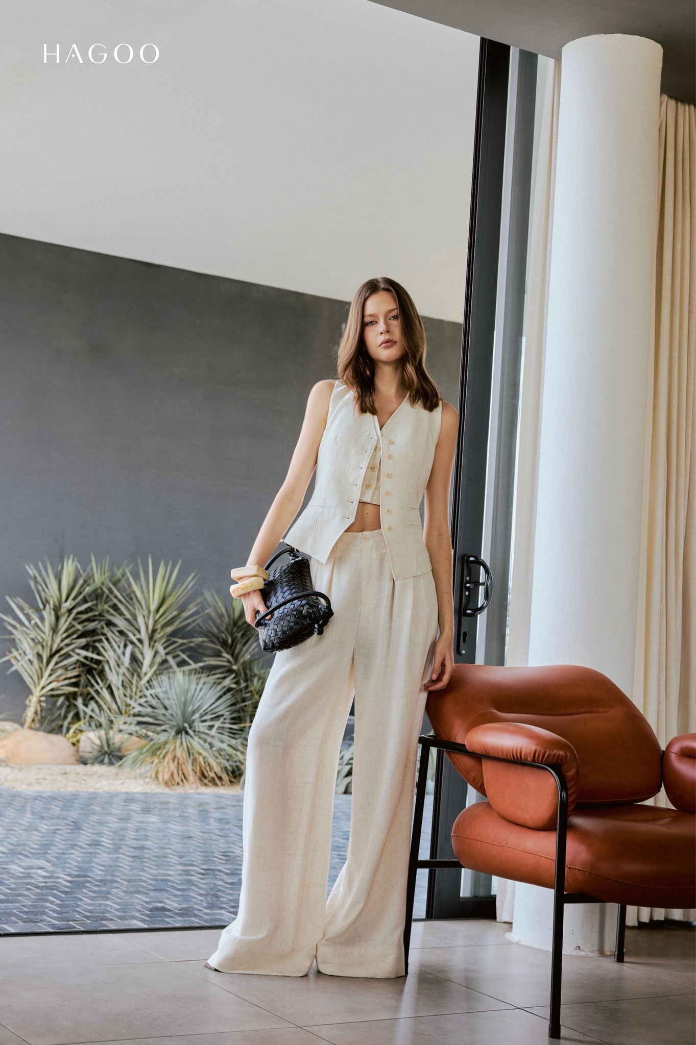 Quần ống rộng linen HAGOO