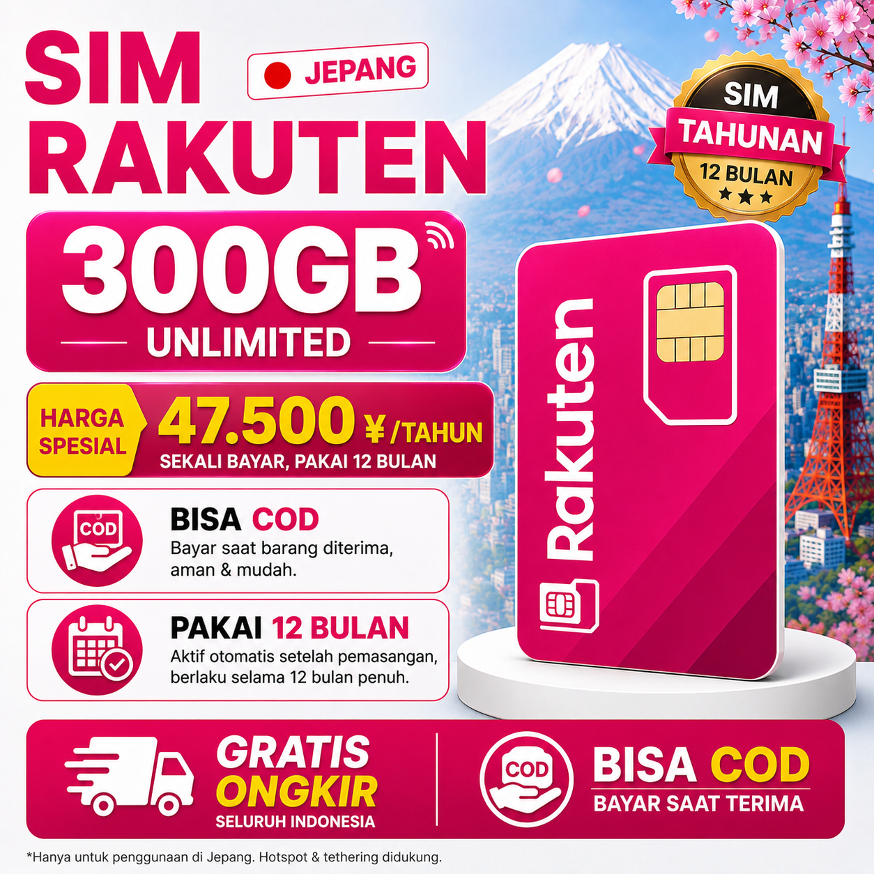 SIM RAKUTEN UNLIMITED – PAKET TAHUNAN