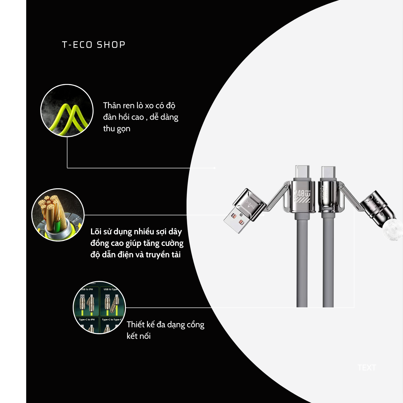 T-ECO SHOP | Cáp Sạc WEKOME WDC-51 240W 4 Trong 1 Hỗ Trợ Sạc Và Truyền Dữ Liệu_thumbnail_5