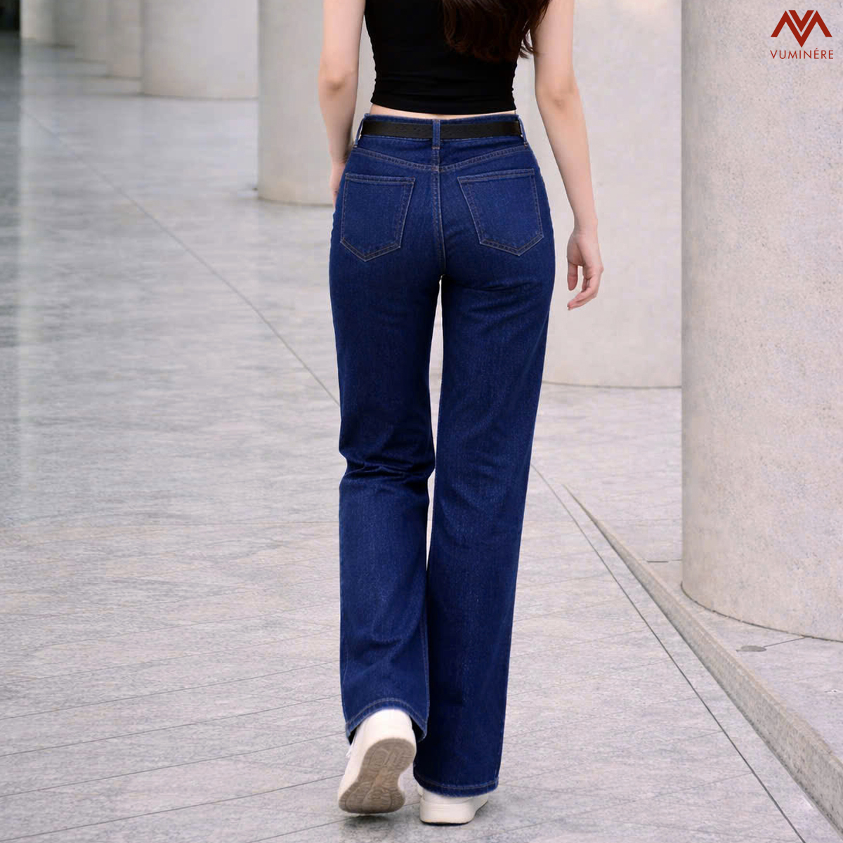 Quần Jeans nữ VUMINÉRE - Flared Jeans dáng loe nhẹ, mang đến vẻ ngoài thời thượng và Retro
