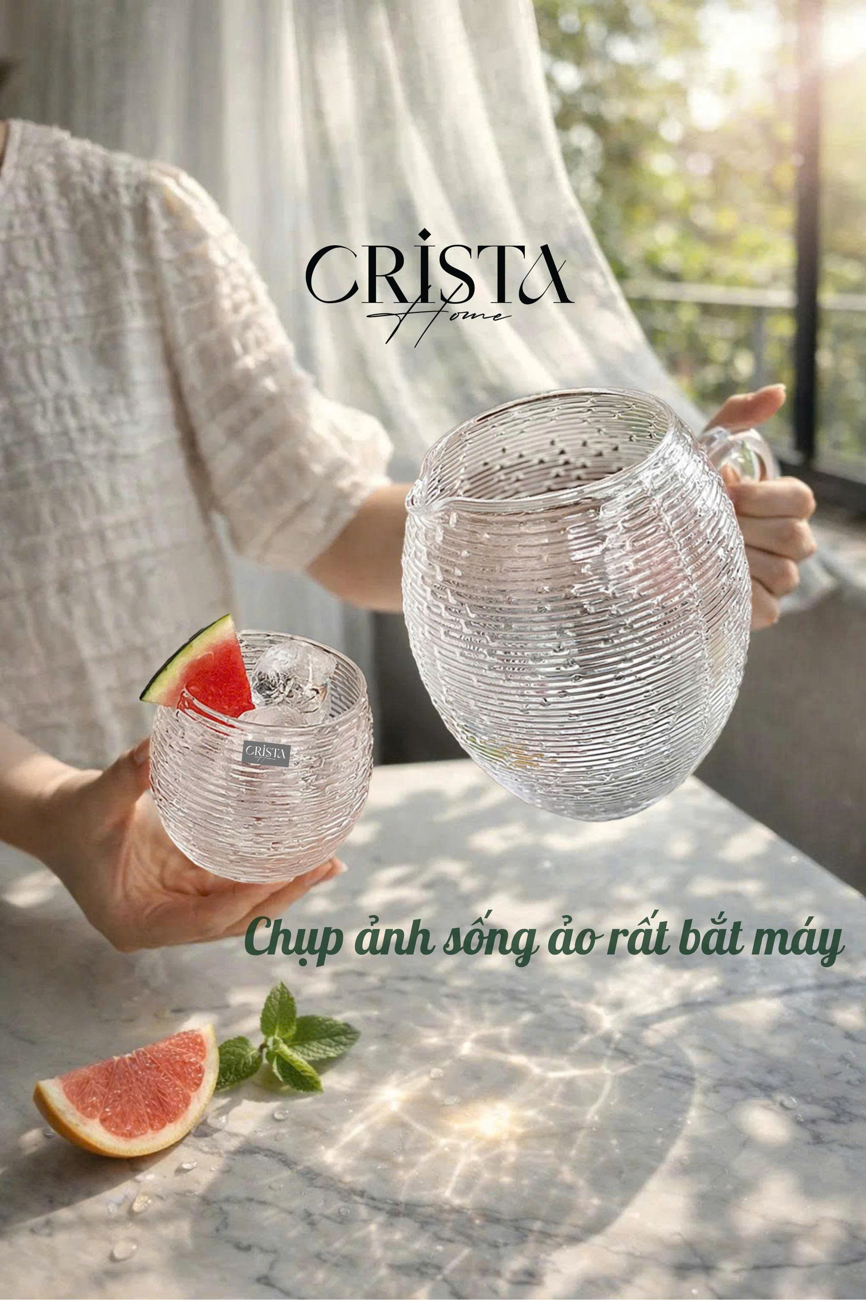Set 6 cốc thủy tinh dáng bầu vân ngang 300ml Crista Home 60254_thumbnail_5