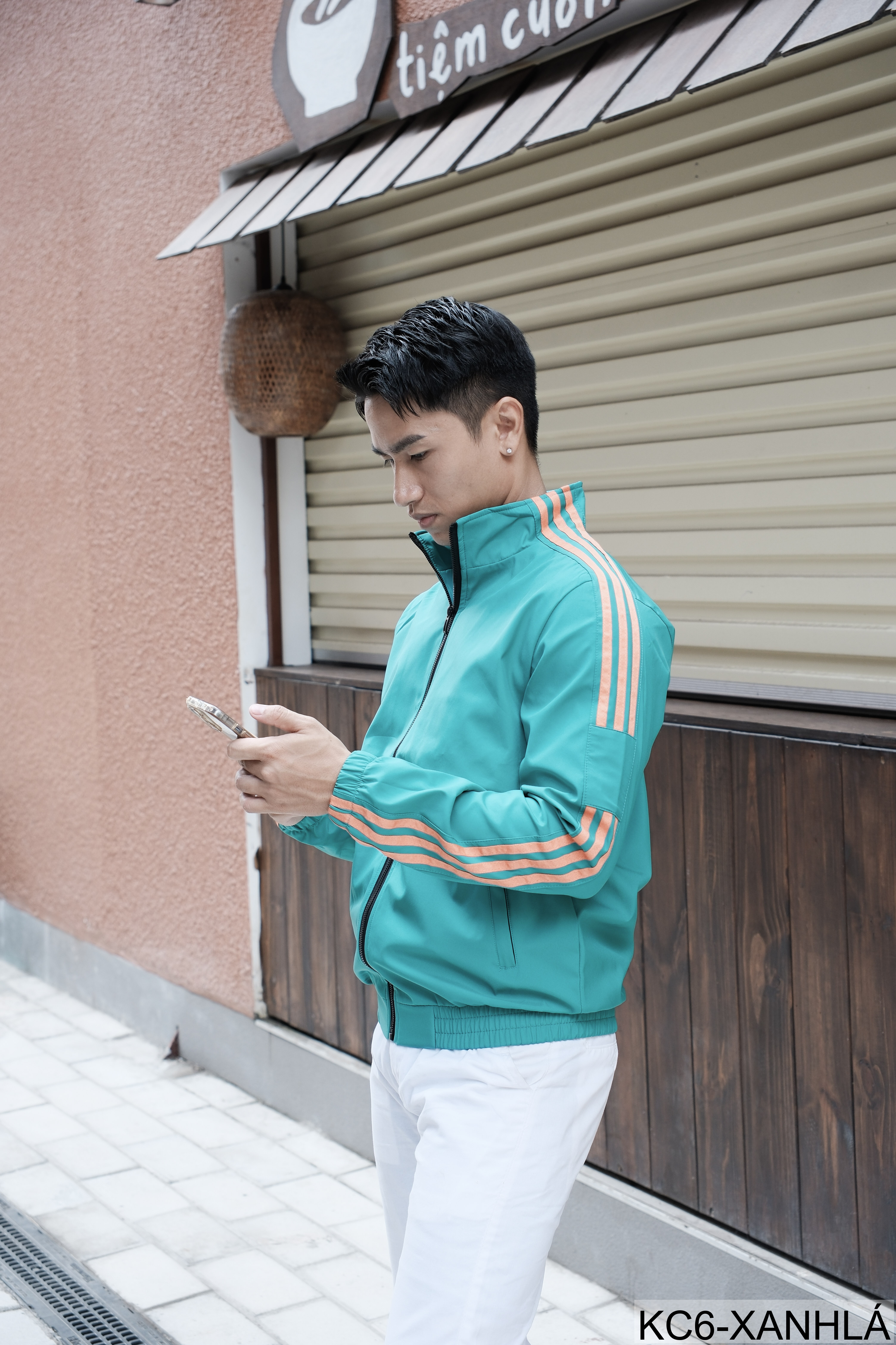 KC6 - Áo khoác nam thể thao cổ đứng tay dài chống mài mòn, thoáng khí, 3 màu trắng xanh lá đen_thumbnail_20