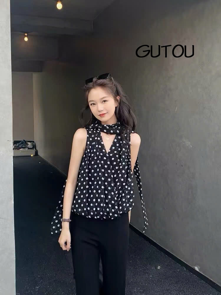 [ GUTOU ] Áo Voan Sát Nách Phối Dây Cổ Muse_thumbnail_8