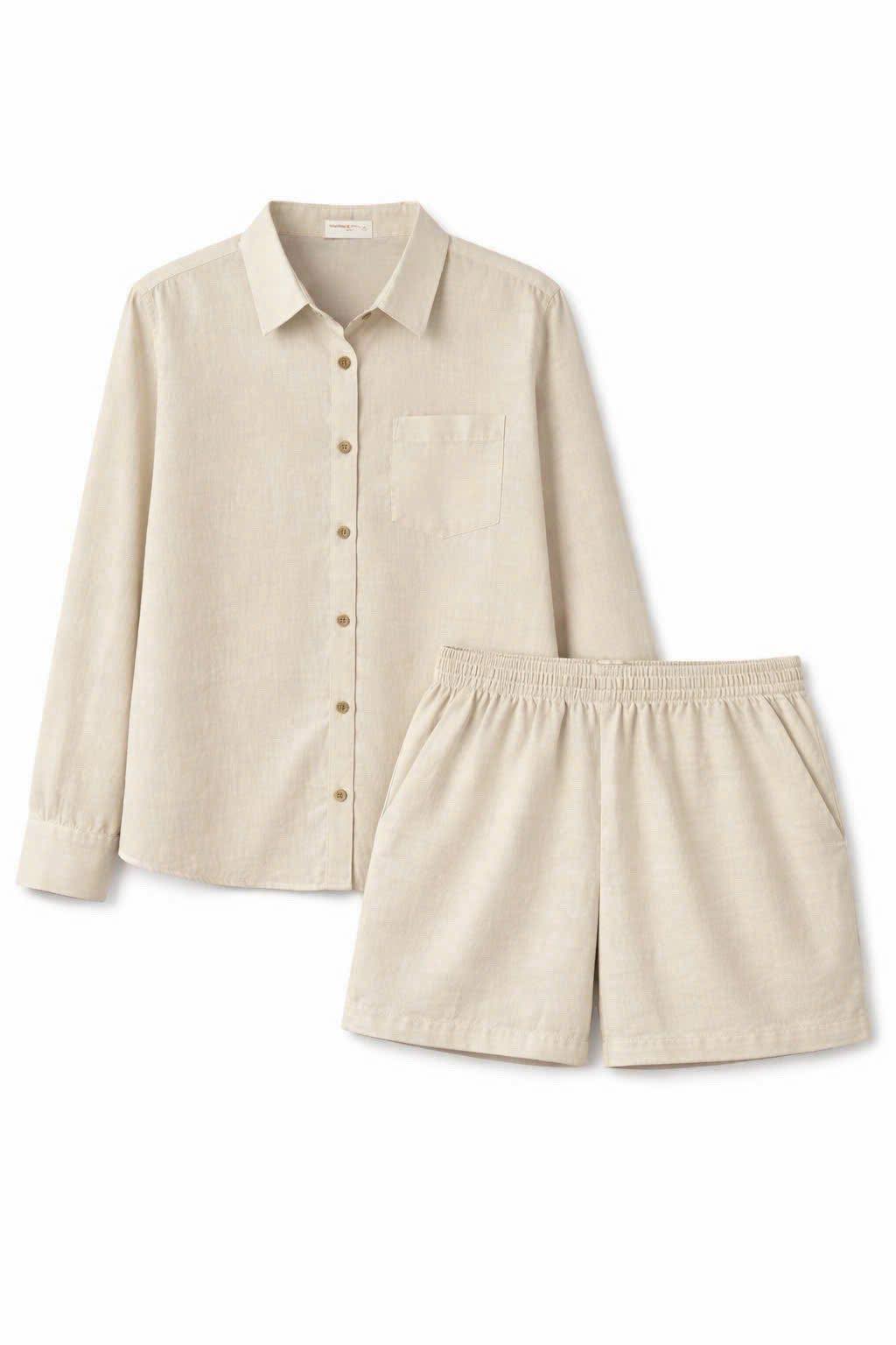 E432 SET BE LINEN SƠ MI DÀI TAY + SHORT ONLYH