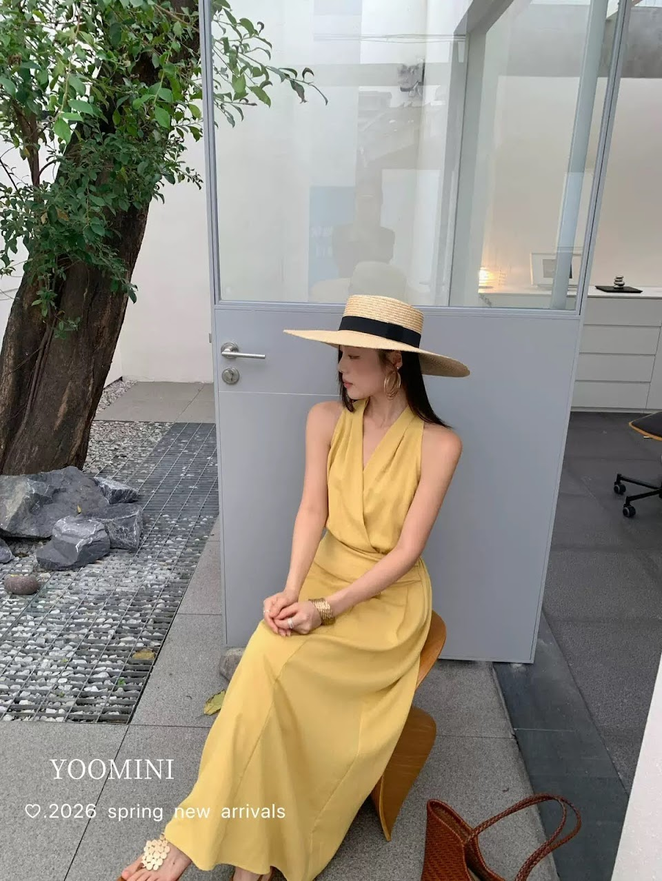 Lucas - Váy zile cổ yếm đan nối phần cạp ngang chân xòe nhẹ dáng maxi