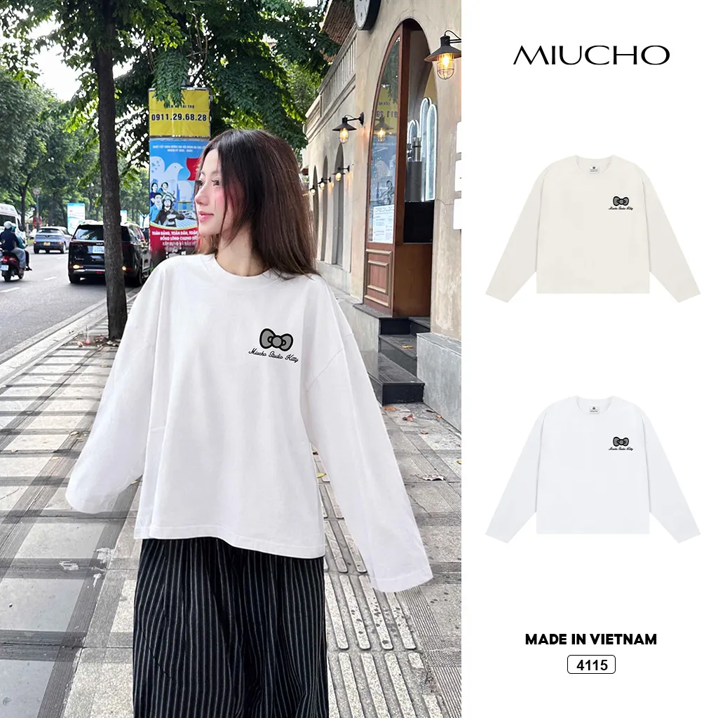 Áo thun nữ tay dài form boxy basic dễ phối Miucho 4115