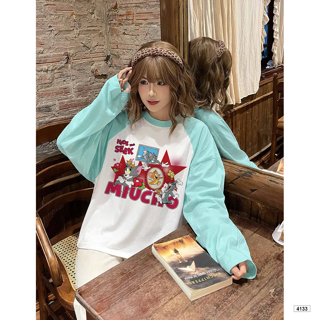 Áo thun raglan tay dài form boxy hoạt hình Miucho 4133_thumbnail_3