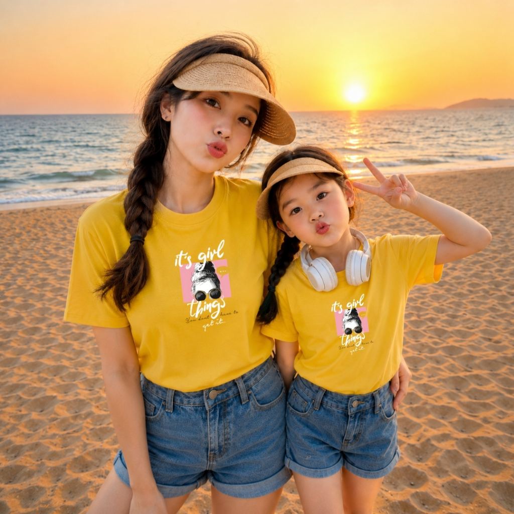 Áo đôi Loza mẹ và bé gái hình cô gái đeo kính - Loza G8619_thumbnail_3