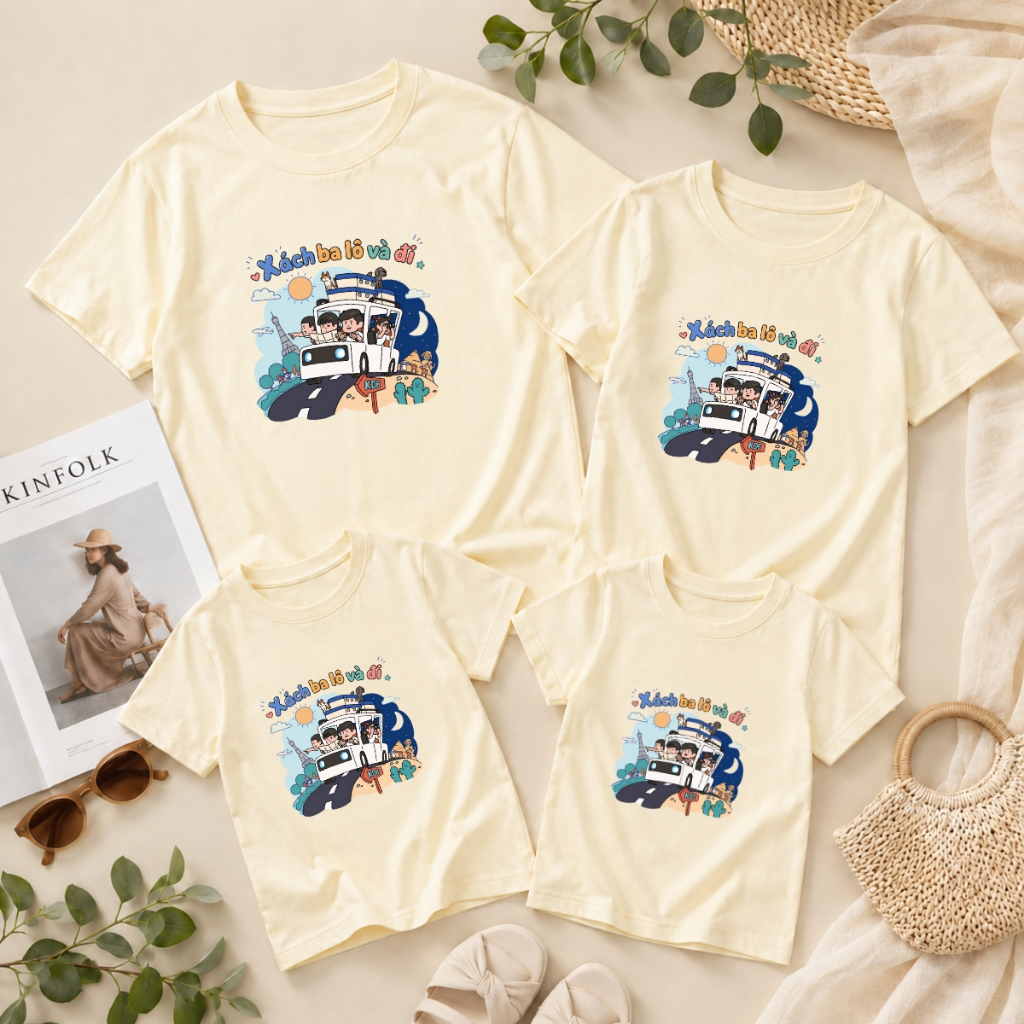 Áo phông gia đình LOZA in hình xe oto xách ba lô và đi - Áo đồng phục gia đình – Mã GĐ8649_thumbnail_1